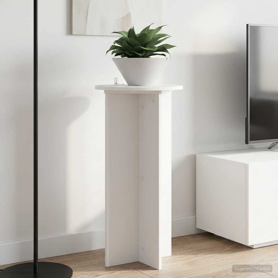 Plantenstandaard 2 pcs Wit Ø40 x 80 cm Bewerkt hout