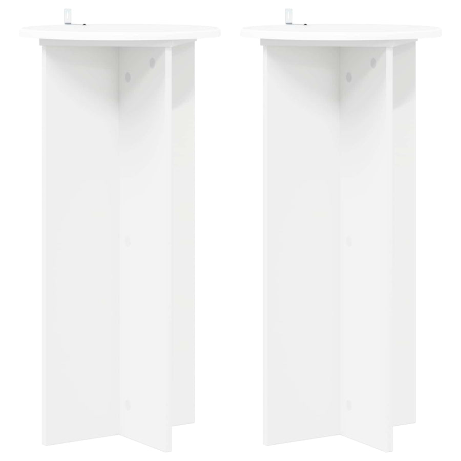 Plantenstandaard 2 pcs Wit Ø40 x 80 cm Bewerkt hout