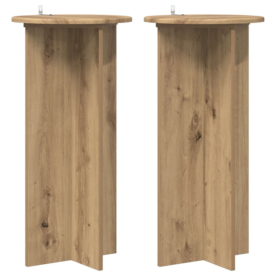 Plantenstandaard 2 pcs Artisanaal eiken 40 x 40 x 80 cm