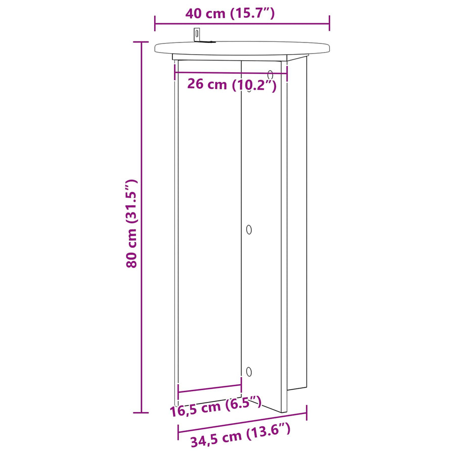 Plantenstandaard 2 pcs Artisanaal eiken 40 x 40 x 80 cm