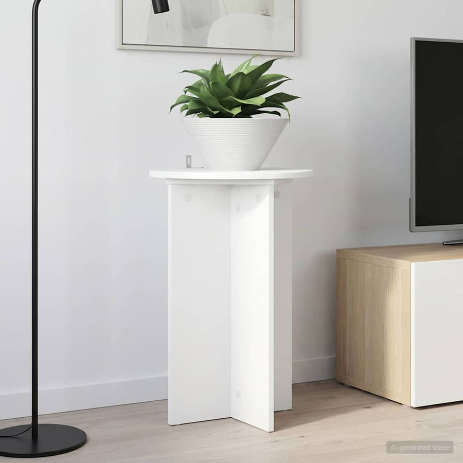 Plantenstandaard 2 pcs Wit Ø40 x 60 cm Bewerkt hout
