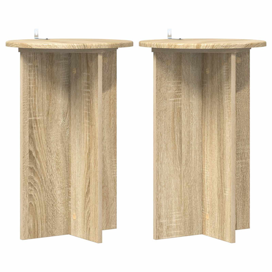 Plantenstandaard 2 pcs Sonoma Eiken Ø40 x 60 cm Bewerkt hout