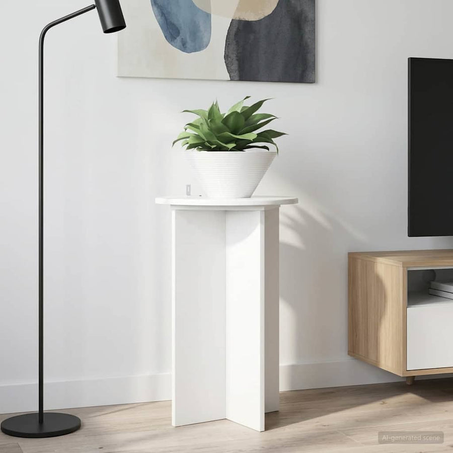 Plantenstandaard 2 pcs Hoogglans Wit Ø40 x 60 cm Bewerkt hout