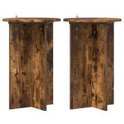 Plantenstandaard 2 stuks gerookt eiken Ø40x60 cm