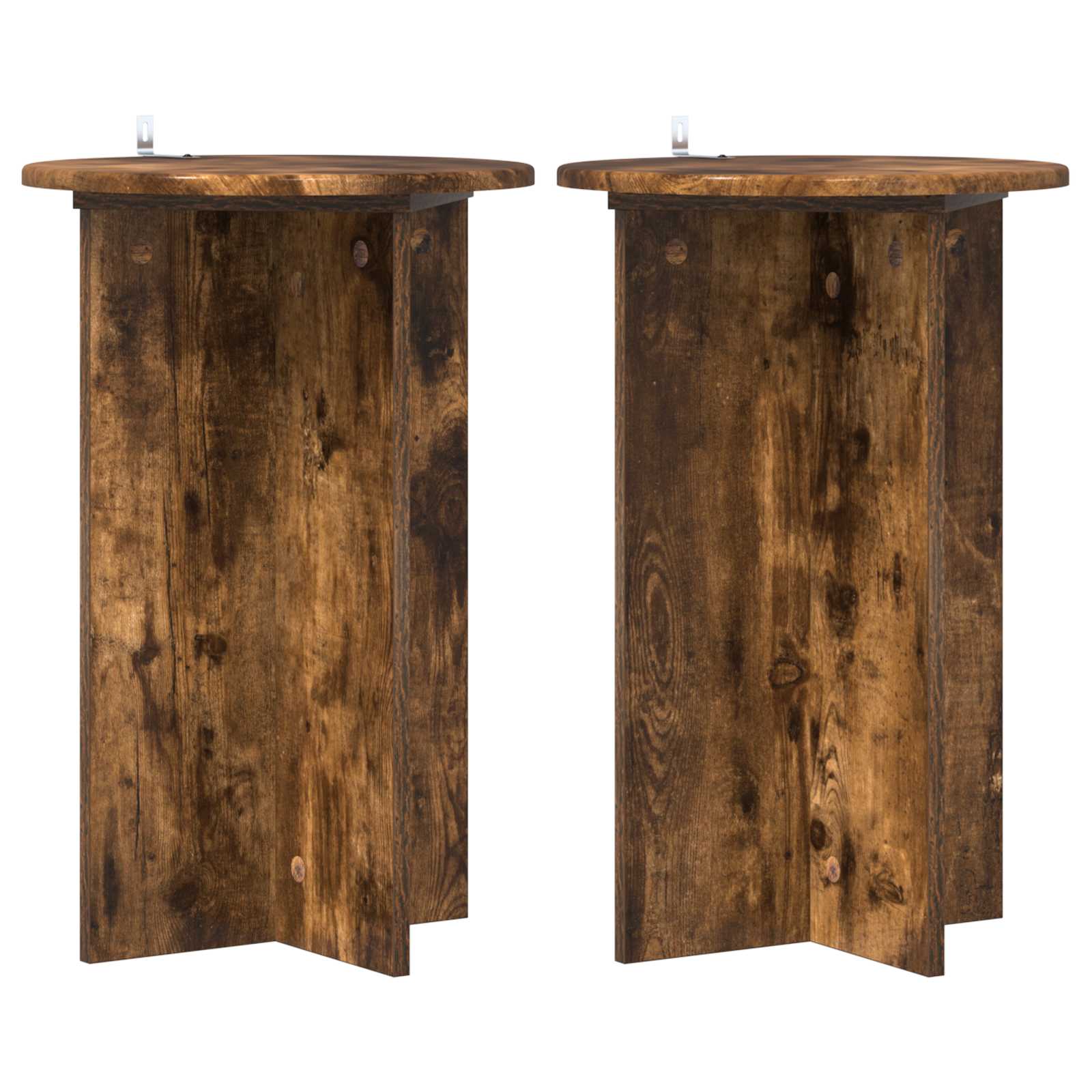 Plantenstandaard 2 pcs Gerookt eiken Ø40 x 60 cm Bewerkt hout