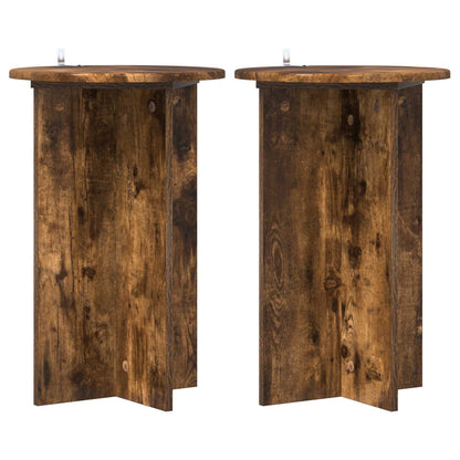Plantenstandaard 2 pcs Gerookt eiken Ø40 x 60 cm Bewerkt hout
