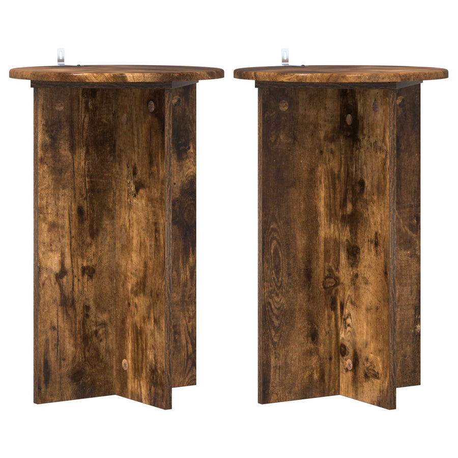 Plantenstandaard 2 pcs Gerookt eiken Ø40 x 60 cm Bewerkt hout
