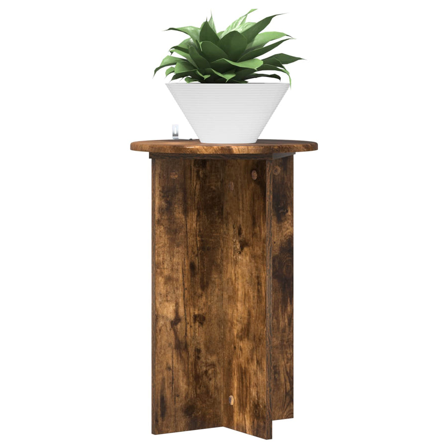 Plantenstandaard 2 pcs Gerookt eiken Ø40 x 60 cm Bewerkt hout