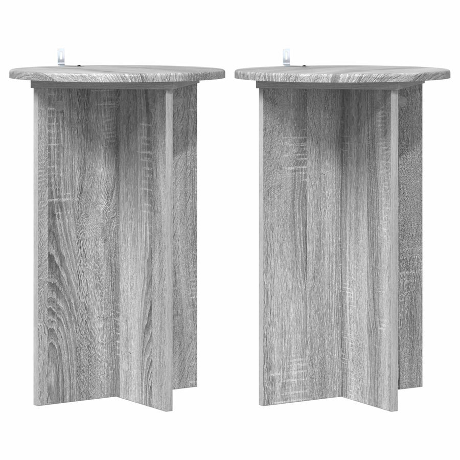Plantenstandaard 2 pcs Grijs sonoma Ø40 x 60 cm Bewerkt hout