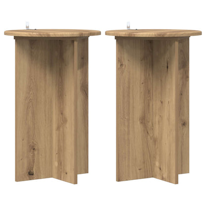 Plantenstandaard 2 pcs Artisanaal eiken Ø40 x 60 cm
