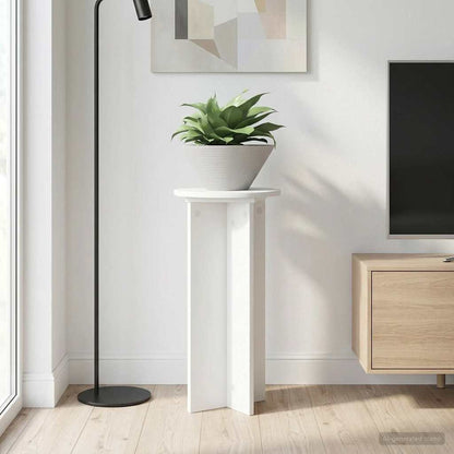 Plantenstandaard 2 pcs Wit Ø29,5 x 60 cm Bewerkt hout