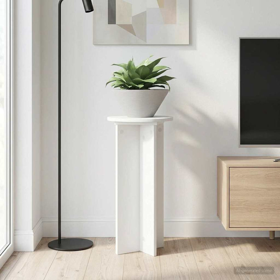 Plantenstandaard 2 pcs Wit Ø29,5 x 60 cm Bewerkt hout