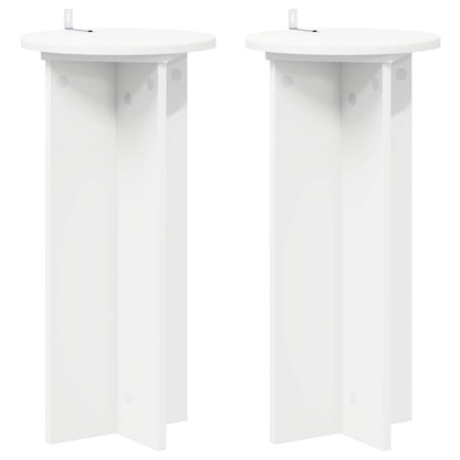 Plantenstandaard 2 pcs Wit Ø29,5 x 60 cm Bewerkt hout