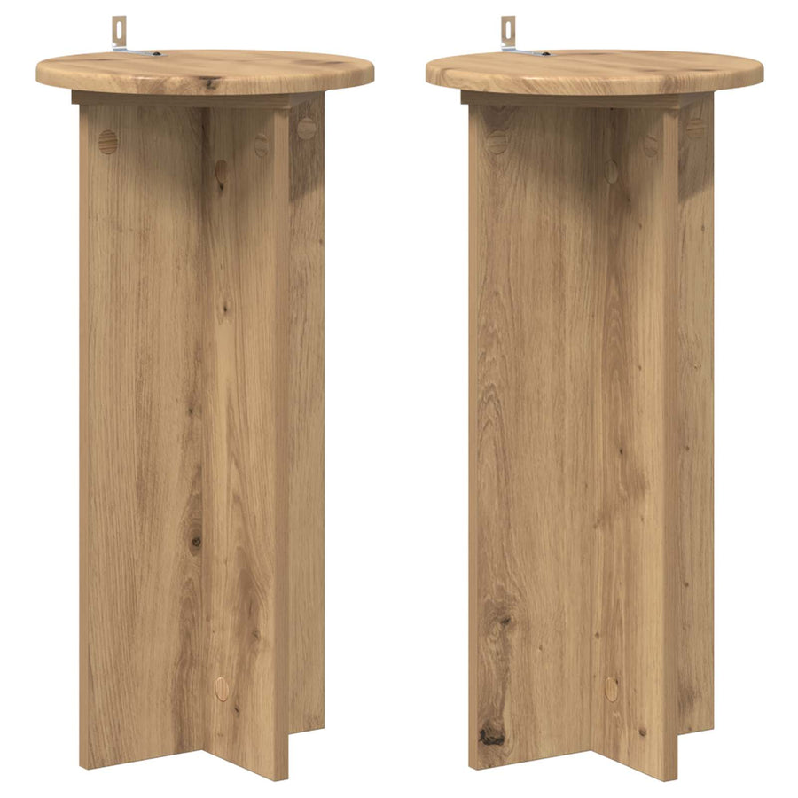 Plantenstandaard 2 pcs Artisanaal eiken 29,5 x 29,5 x 60 cm