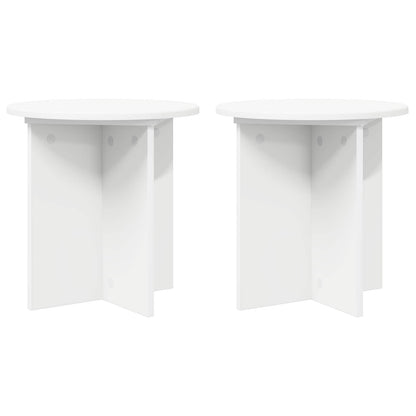 Plantenstandaard 2 pcs Wit Ø40 x 40 cm Bewerkt hout
