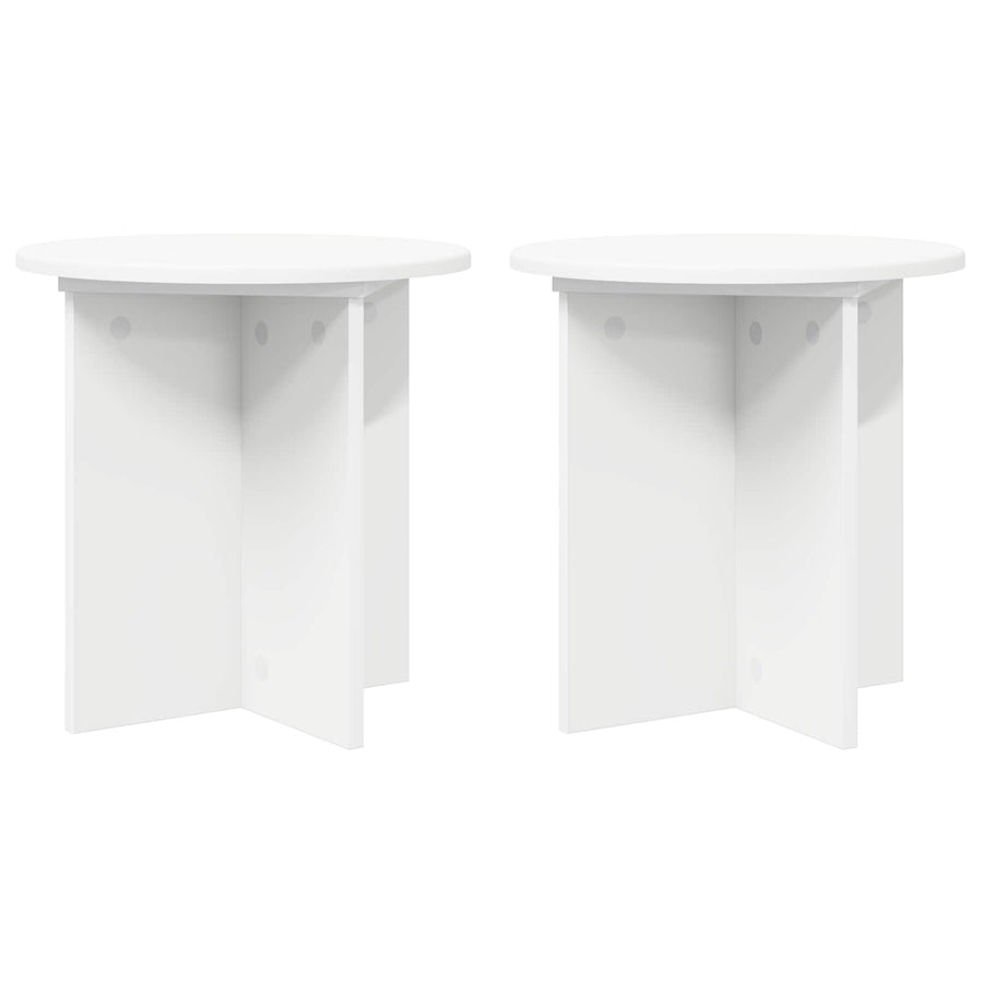 Plantenstandaard 2 pcs Wit Ø40 x 40 cm Bewerkt hout