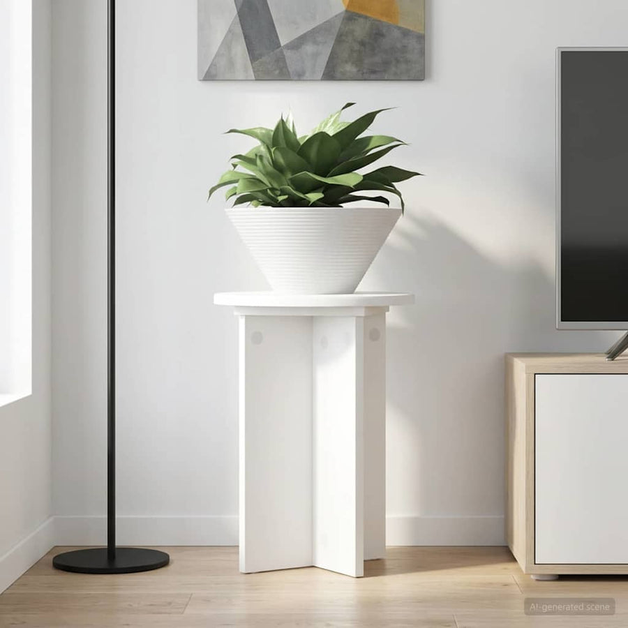 Plantenstandaard 2 pcs Wit Ø29,5 x 40 cm Bewerkt hout
