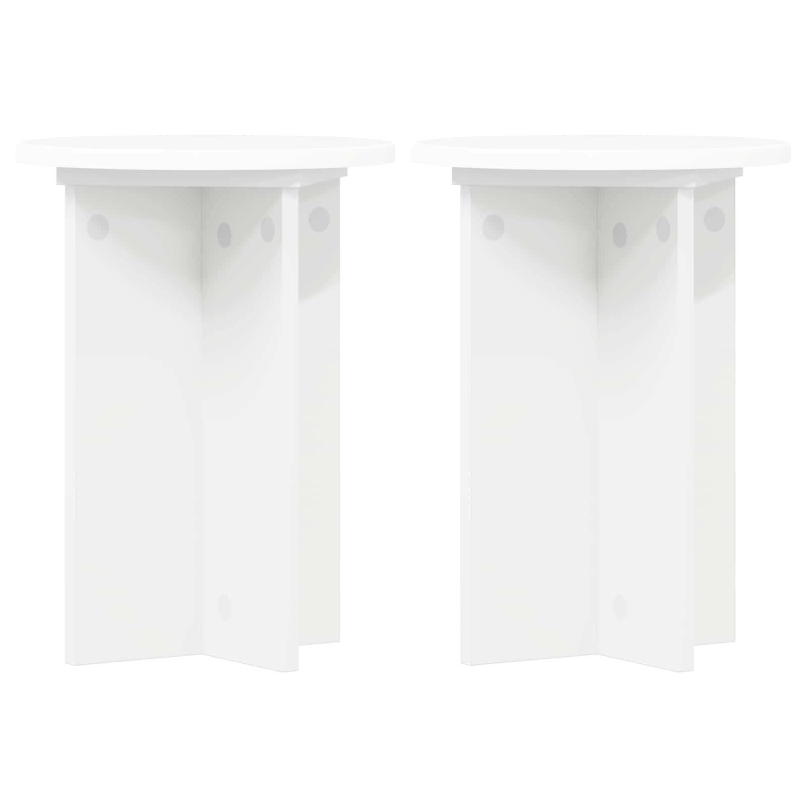 Plantenstandaard 2 pcs Wit Ø29,5 x 40 cm Bewerkt hout