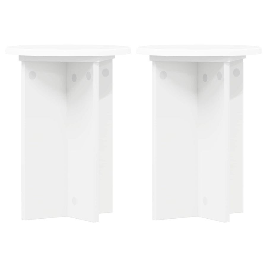 Plantenstandaard 2 pcs Wit Ø29,5 x 40 cm Bewerkt hout