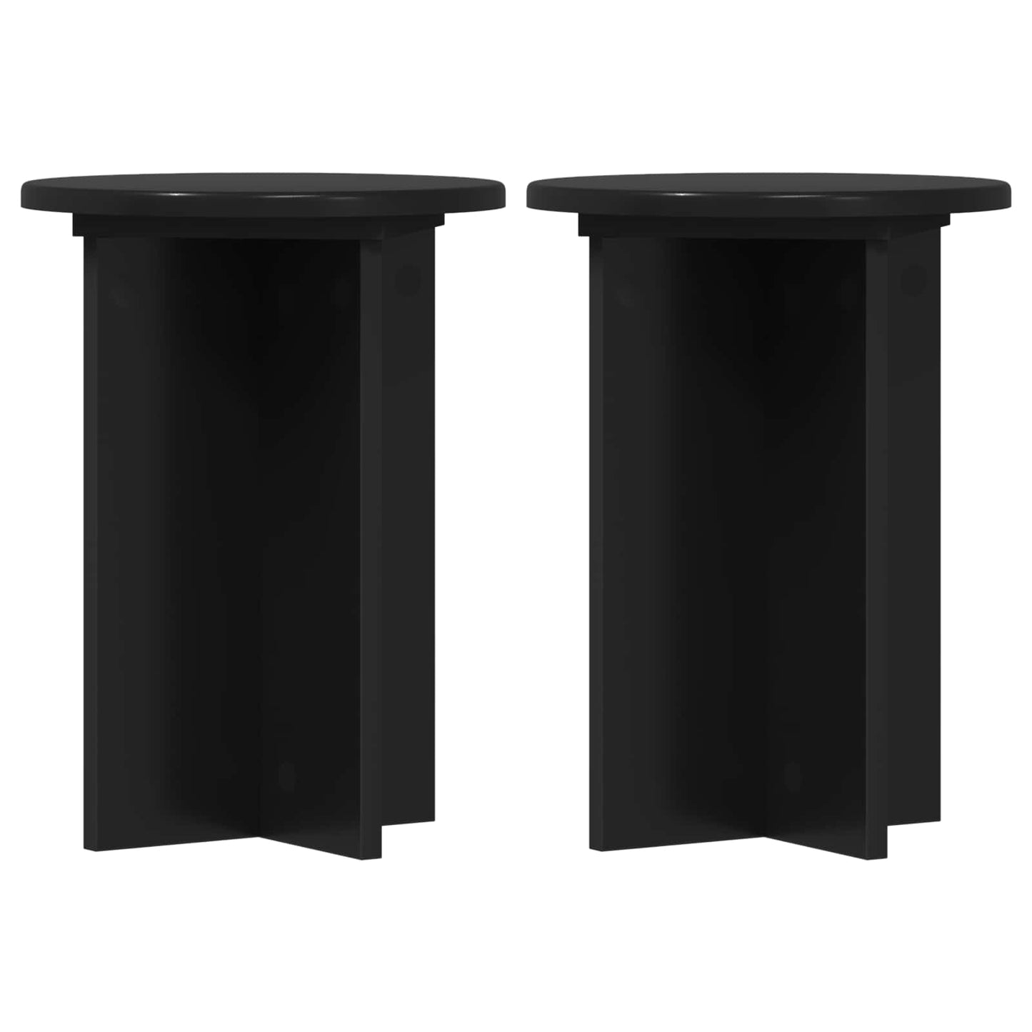 Plantenstandaard 2 pcs Zwart Ø29,5 x 40 cm Bewerkt hout