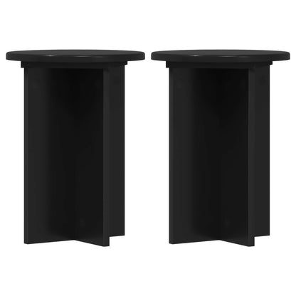 Plantenstandaard 2 pcs Zwart Ø29,5 x 40 cm Bewerkt hout