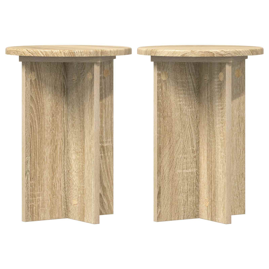 Plantenstandaard 2 pcs Sonoma Eiken Ø29,5 x 40 cm Bewerkt hout