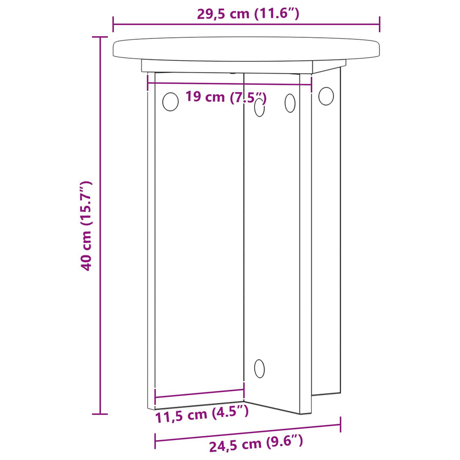 Plantenstandaard 2 pcs Betongrijs Ø29,5 x 40 cm Bewerkt hout