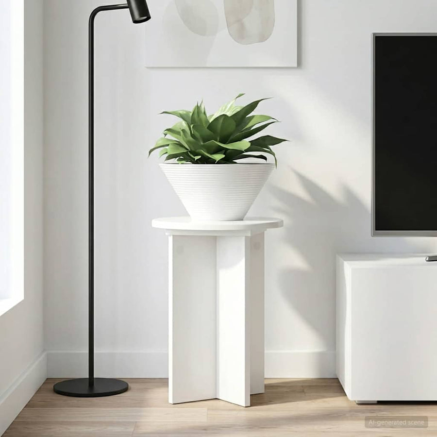 Plantenstandaard 2 pcs Hoogglans Wit Ø29,5 x 40 cm Bewerkt hout
