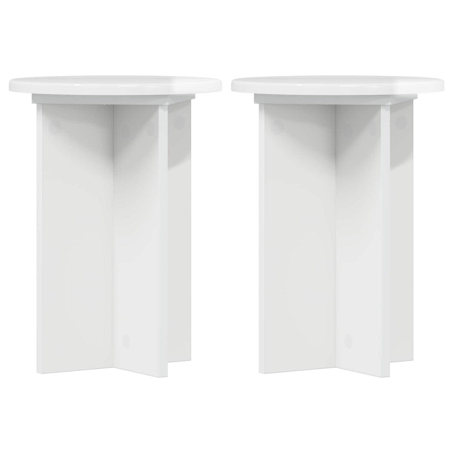Plantenstandaard 2 pcs Hoogglans Wit Ø29,5 x 40 cm Bewerkt hout