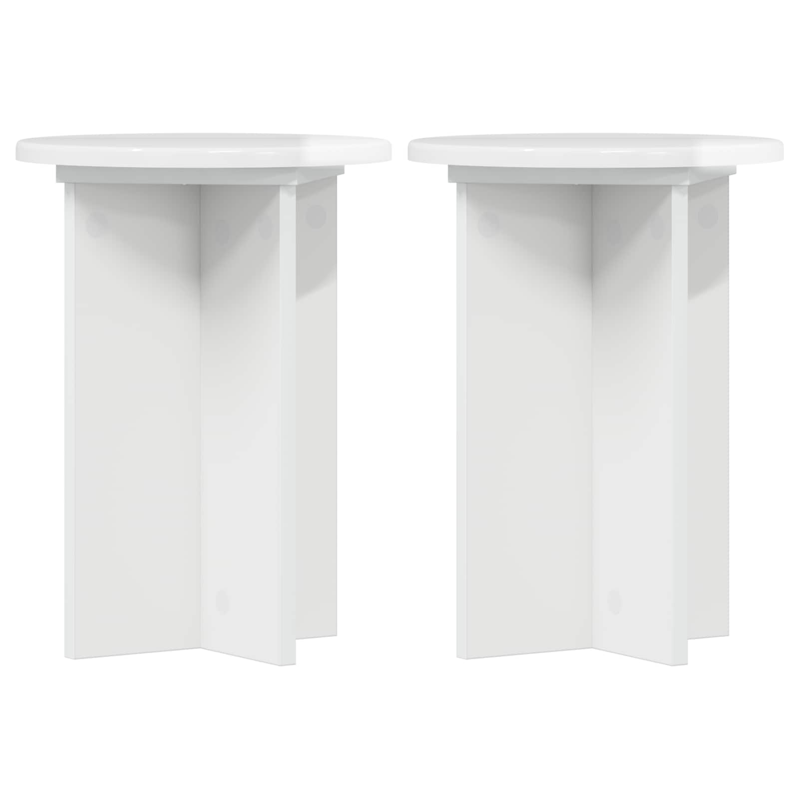 Plantenstandaard 2 pcs Hoogglans Wit Ø29,5 x 40 cm Bewerkt hout