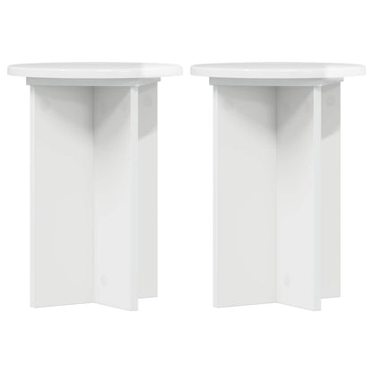 Plantenstandaard 2 pcs Hoogglans Wit Ø29,5 x 40 cm Bewerkt hout