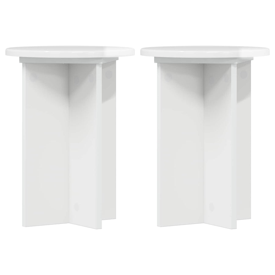 Plantenstandaard 2 pcs Hoogglans Wit Ø29,5 x 40 cm Bewerkt hout