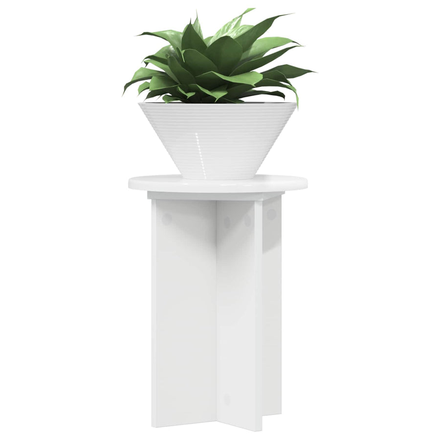 Plantenstandaard 2 pcs Hoogglans Wit Ø29,5 x 40 cm Bewerkt hout
