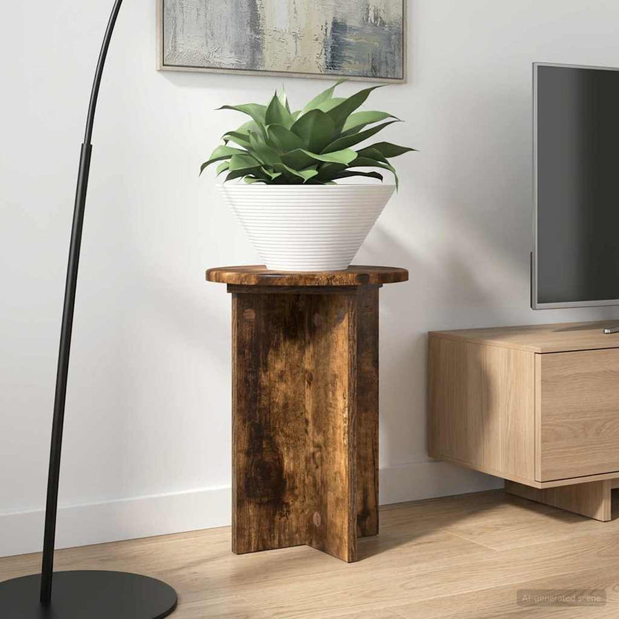Plantenstandaard 2 pcs Gerookt eiken Ø29,5 x 40 cm Bewerkt hout
