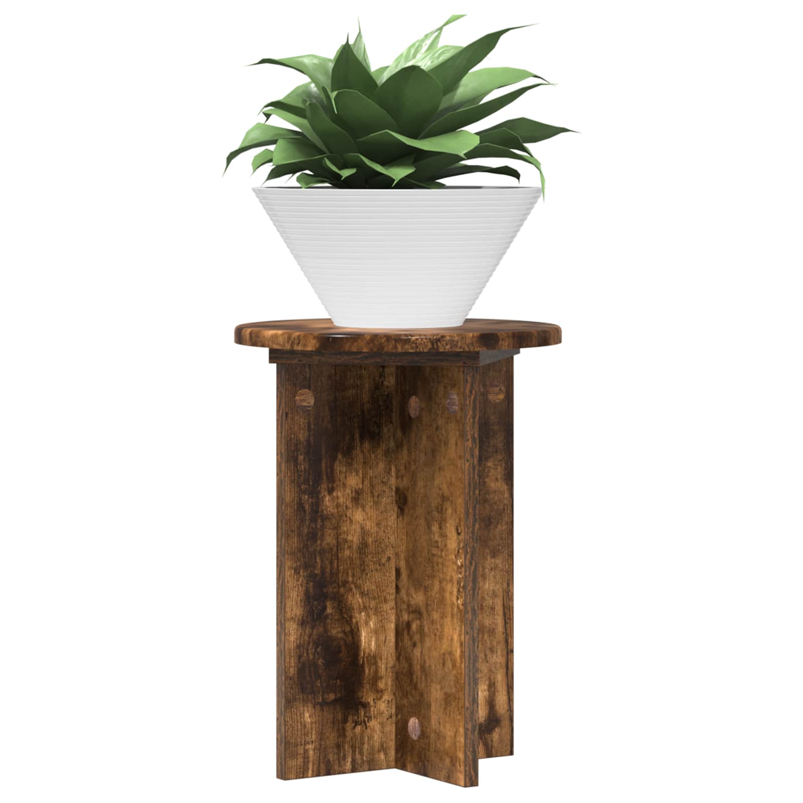 Plantenstandaard 2 pcs Gerookt eiken Ø29,5 x 40 cm Bewerkt hout