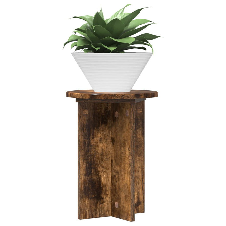 Plantenstandaard 2 pcs Gerookt eiken Ø29,5 x 40 cm Bewerkt hout