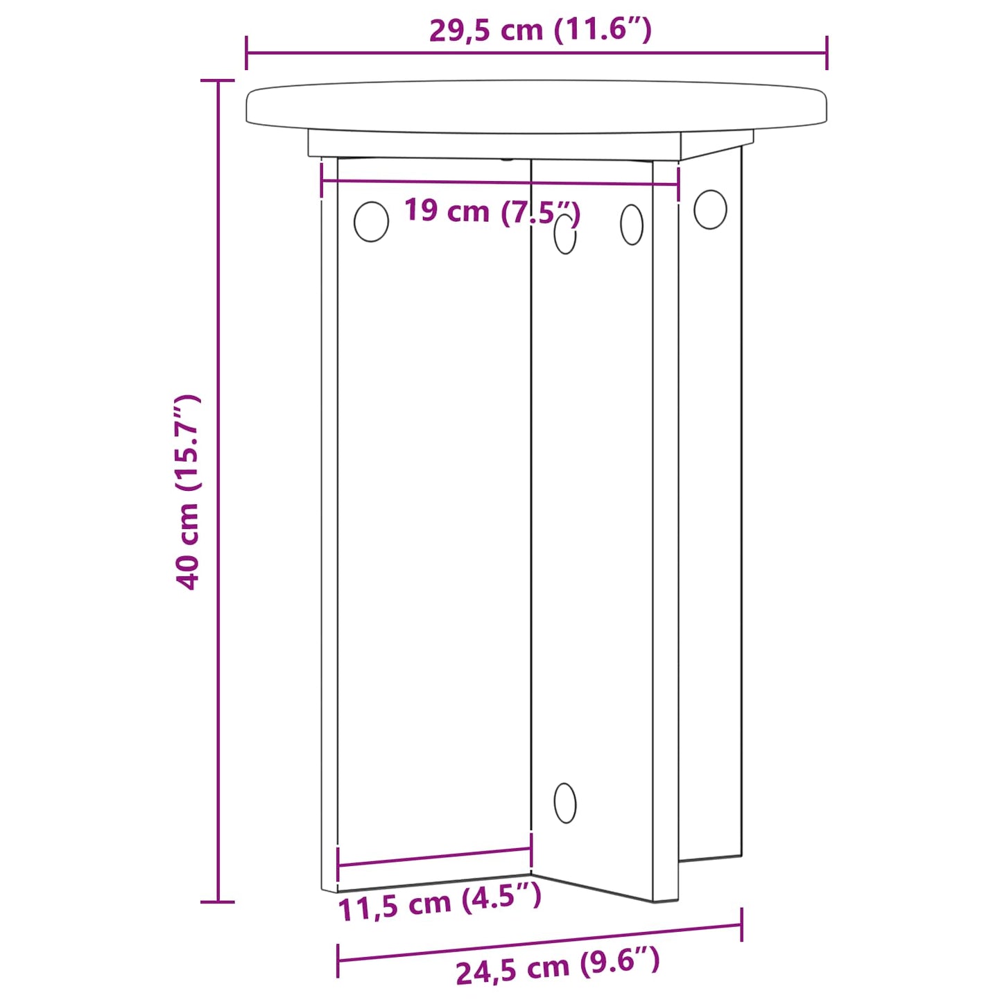 Plantenstandaard 2 pcs Gerookt eiken Ø29,5 x 40 cm Bewerkt hout