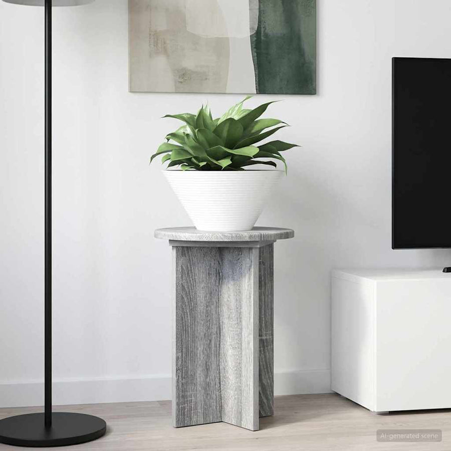 Plantenstandaard 2 pcs Grijs sonoma Ø29,5 x 40 cm Bewerkt hout