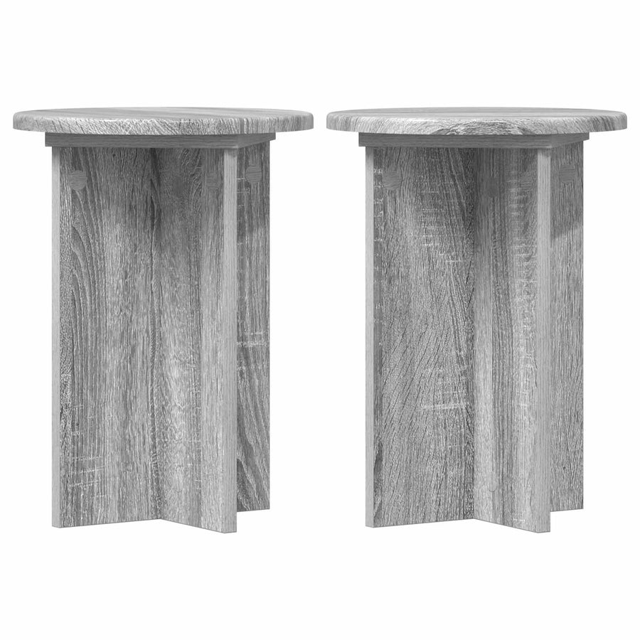 Plantenstandaard 2 pcs Grijs sonoma Ø29,5 x 40 cm Bewerkt hout