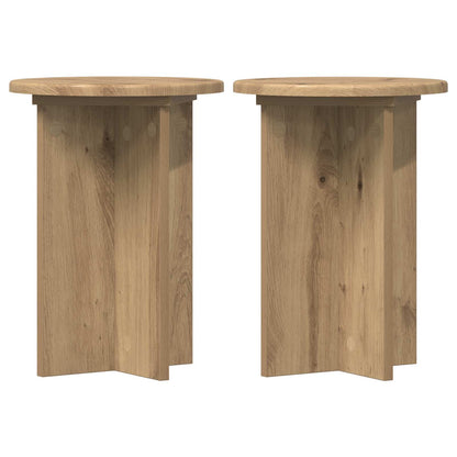 Plantenstandaard 2 pcs Artisanaal eiken Ø29,5 x 40 cm