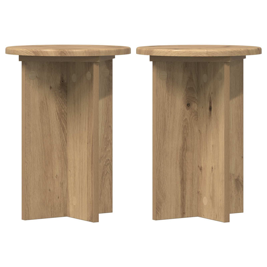 Plantenstandaard 2 pcs Artisanaal eiken Ø29,5 x 40 cm