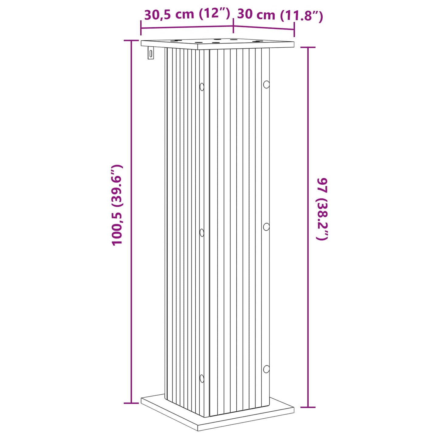 Plantenstandaard 2 pcs Zwart 30,5 x 30 x 100,5 cm Bewerkt hout