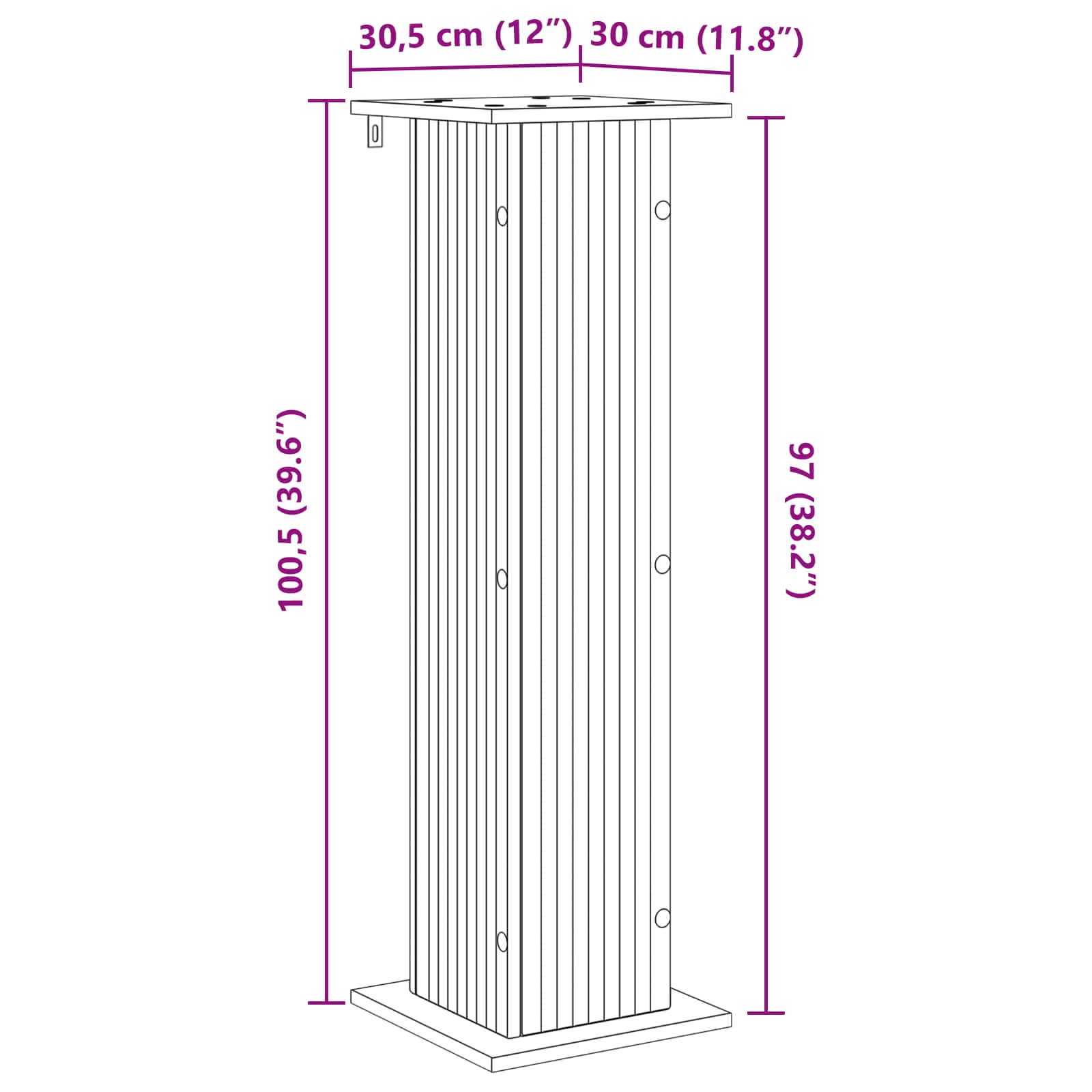 Plantenstandaard 2 pcs Zwart 30,5 x 30 x 100,5 cm Bewerkt hout