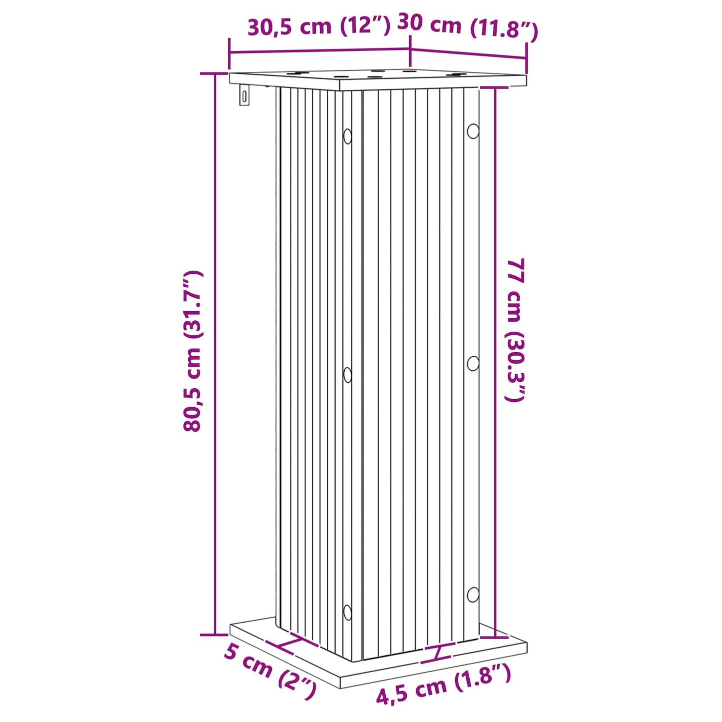 Plantenstandaard 2 pcs Wit 30,5 x 30 x 80,5 cm Bewerkt hout