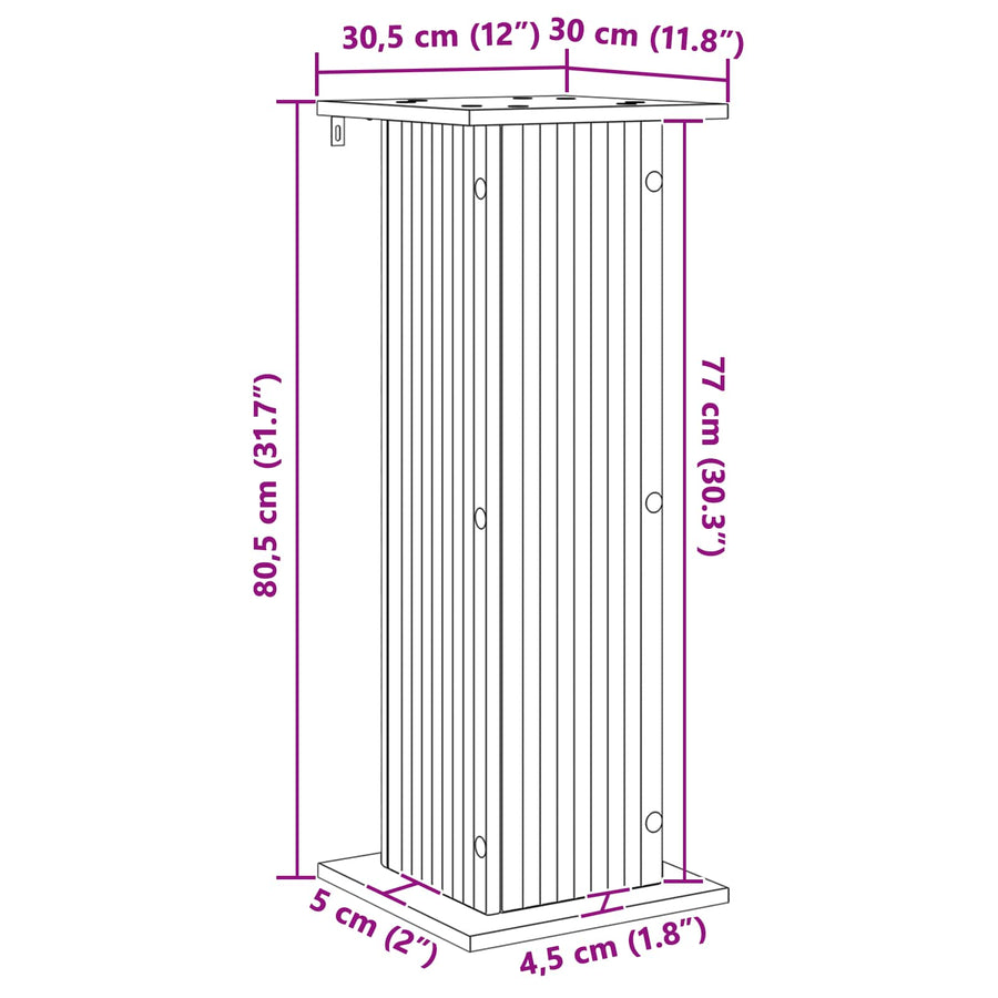 Plantenstandaard Zwart 30,5 x 30 x 80,5 cm Bewerkt hout