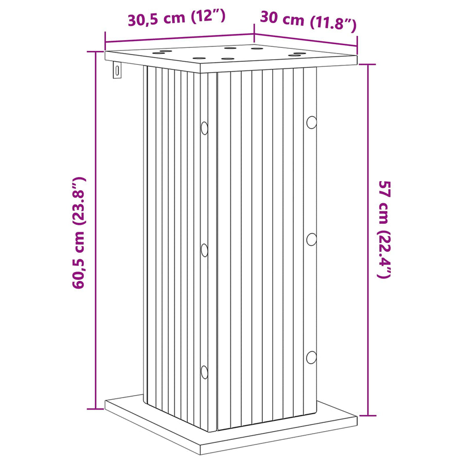 Plantenstandaard 2 pcs Zwart 30,5 x 30 x 60,5 cm Bewerkt hout