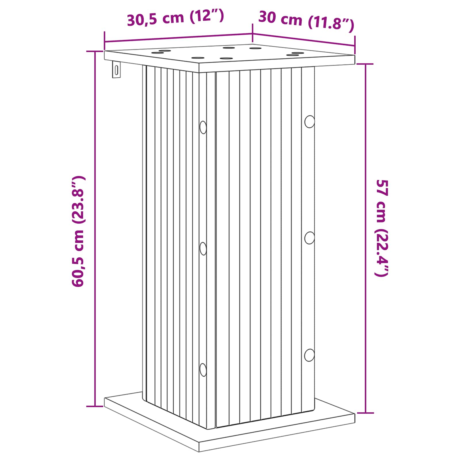 Plantenstandaard Grijs sonoma 30,5 x 30 x 60,5 cm Bewerkt hout