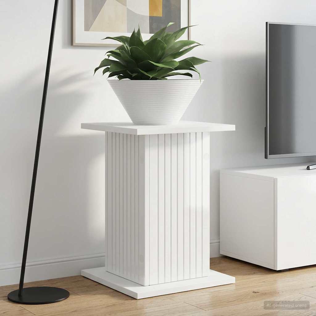 Plantenstandaard Hoogglans Wit 30,5 x 30 x 43 cm Bewerkt hout