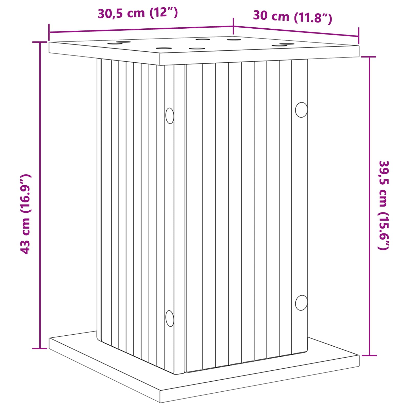 Plantenstandaard 2 pcs Oud hout 30,5 x 30 x 43 cm Bewerkt hout