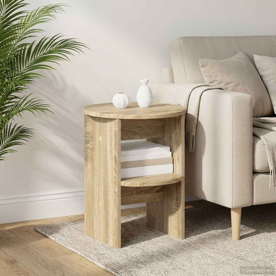 Bijzetkast 2 pcs Sonoma Eiken Ø40 x 50 cm Geconstrueerd hout